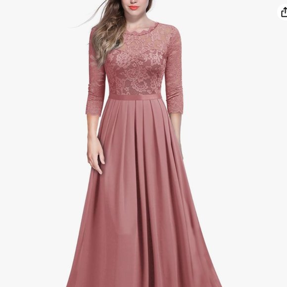 Miusol Women's Elegant Floral Lace 3/4 Sleeve Bridesmaid Formal Maxi Dress L - Picture 1 of 4